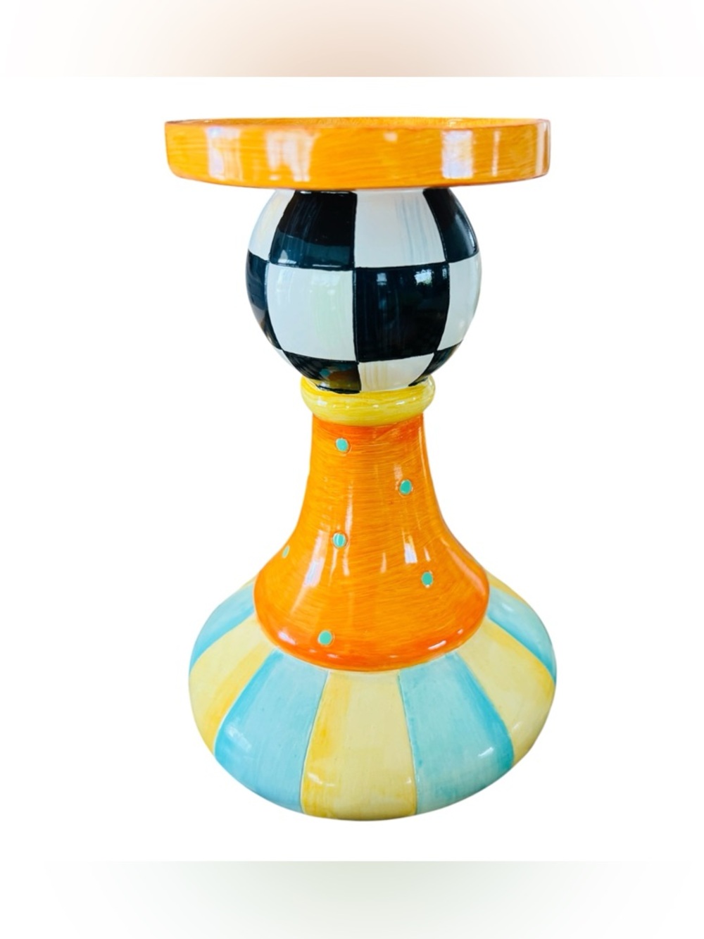 MacKenzie-Childs Trick or Treat Candle Holders Set of 3 Courtly Check - Picture 3 of 7